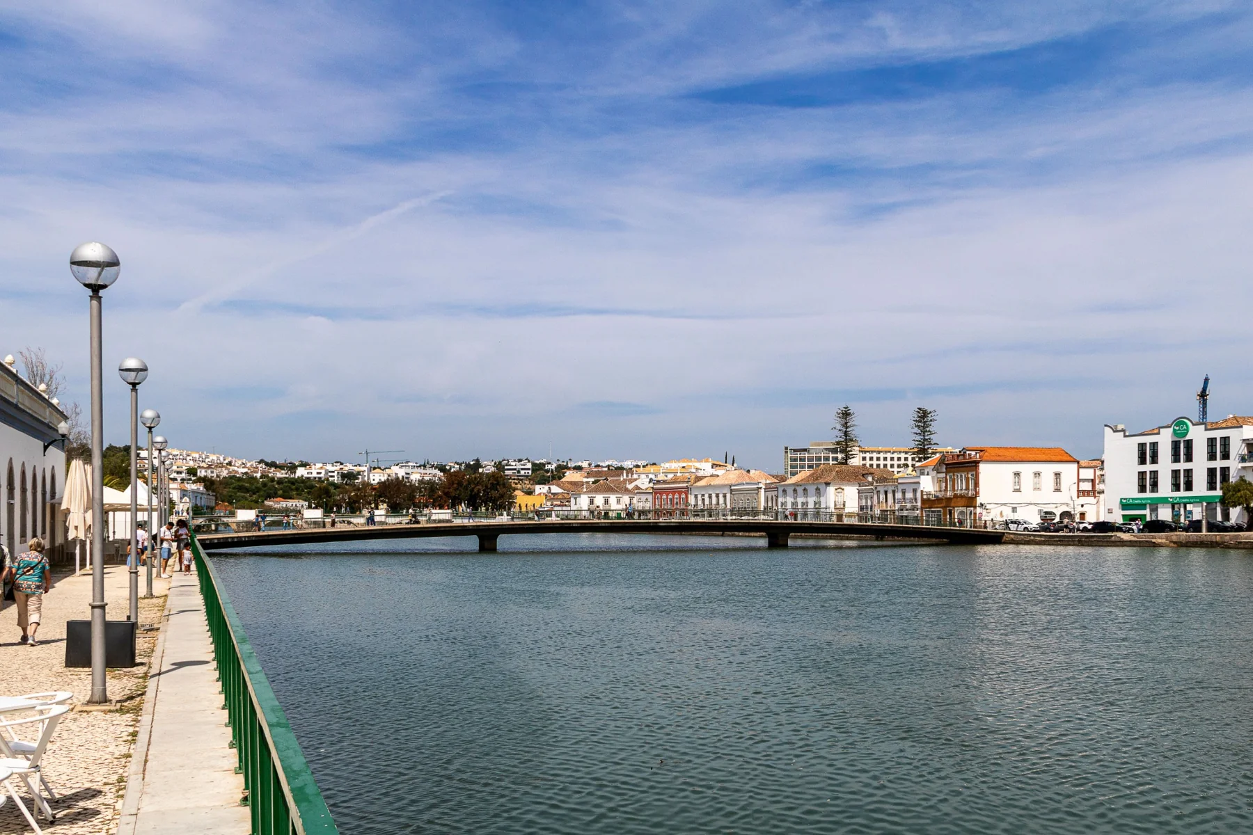 Riverside promenade and bridge in a southern Portuguese town